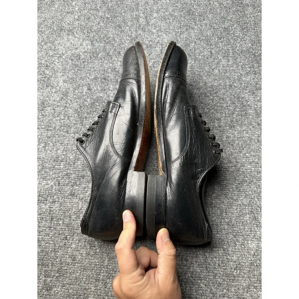 Mens Dress Shoes Stacy Adams Black Cap Toe Oxford Leather, Size US 10